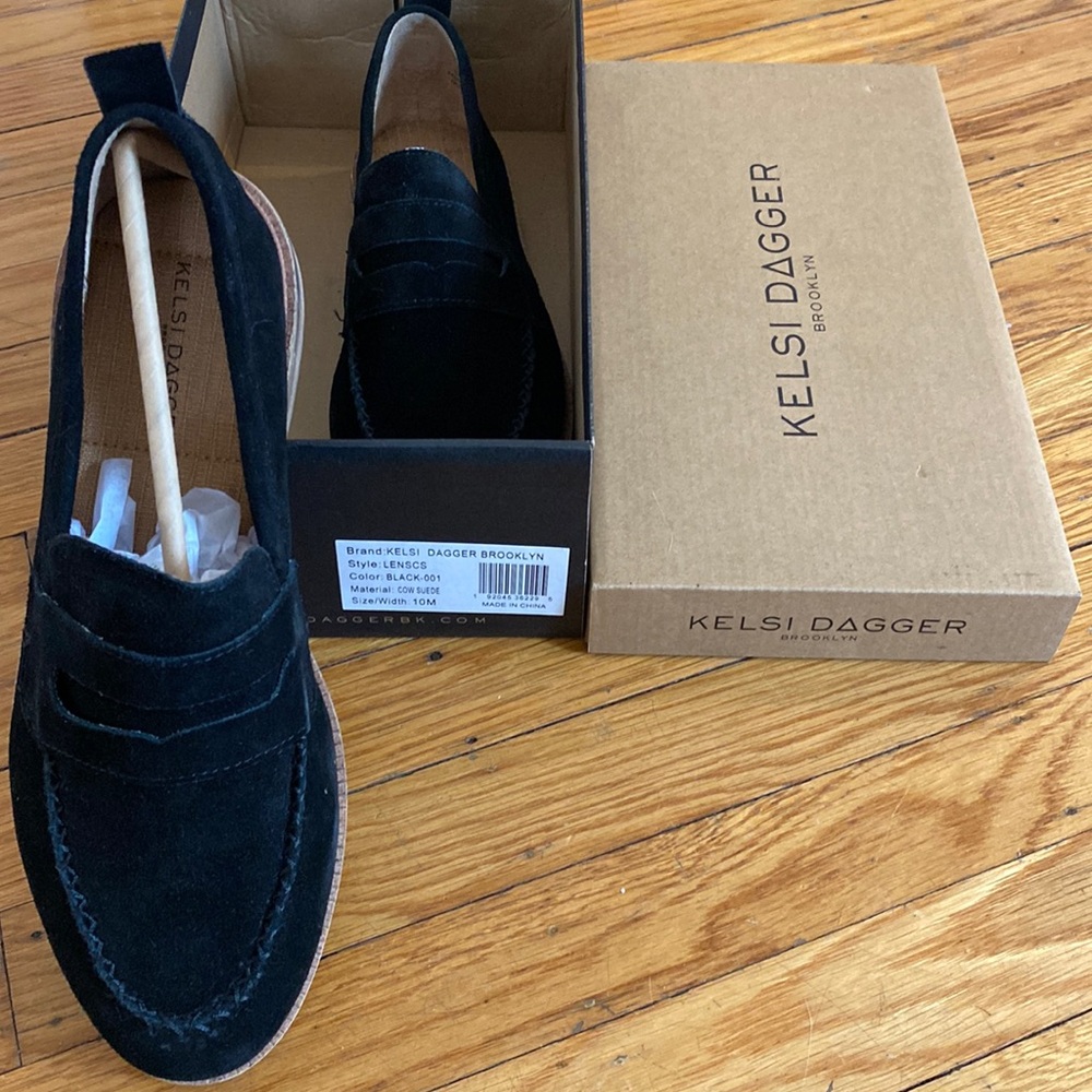 New Kelsi Dagger Lens Suede Loafers